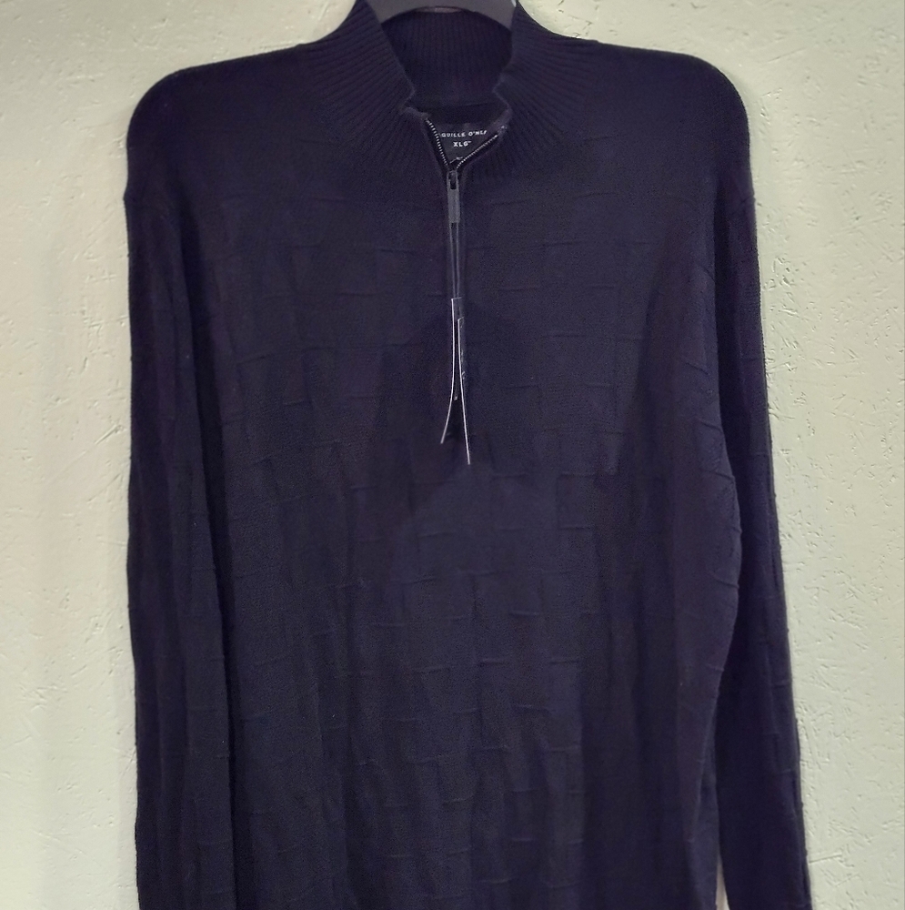 Shaquille Oneal Sweater‎ Mens XLT Black 1/4 Zip Pullover Nwt